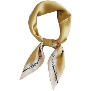 Silk Satin Flower Yellow Head Scarf Medium Square Hair Scarf for Women 28 Inches